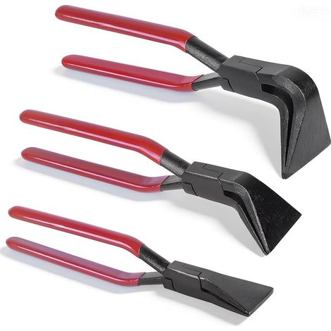 3-teilige Blechbiegezange 0° 45° 90° Backenbreite 60 mm, Biegewerkzeug für Blechbearbeiter und Dachdecker (Rot) (1/5)