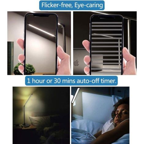 Lampe bureau LED 5 modes couleurs réglable, minuterie USB tactile flexible protection yeux noir (1/5)