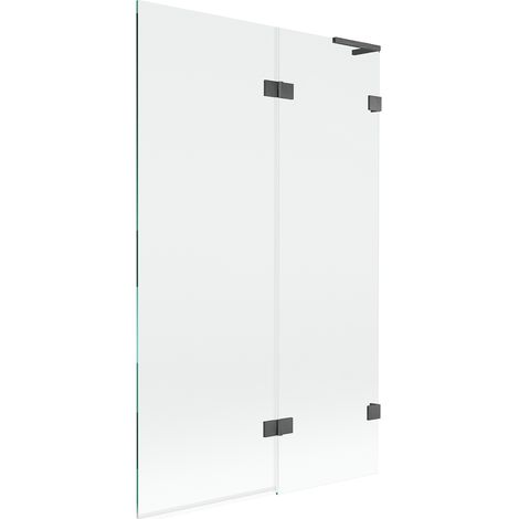 Mexen Lunar L paravento da doccia a 2 ante destro 110 x 150 cm, trasparente, grigio canna di fucile spazzolato (1/5)