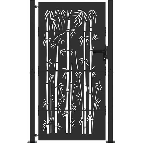 Maison Exclusive - Gartentor Schwarz 110 x 205 cm Pulverbeschicht