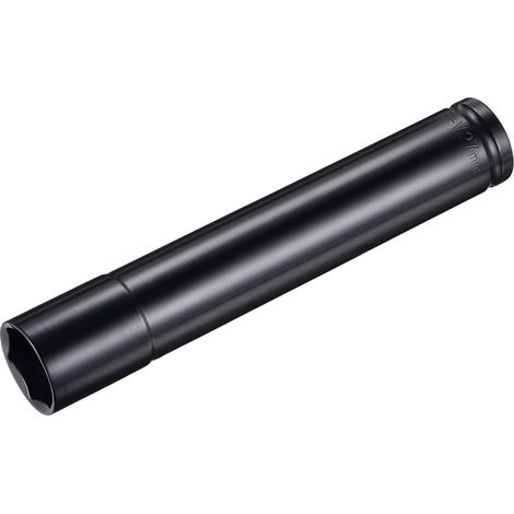 Prise 1/2" Par Douille de 27 mm de Profondeur douille à choc, Acier Cr-V Traité Thermiquement, Longueur 200mm (8"), Tailles Métriques à 6 Points. (1/5)