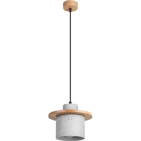 Lámpara colgante Mab gris/madera natural hormigón/madera 1xE27 22cm Sollux