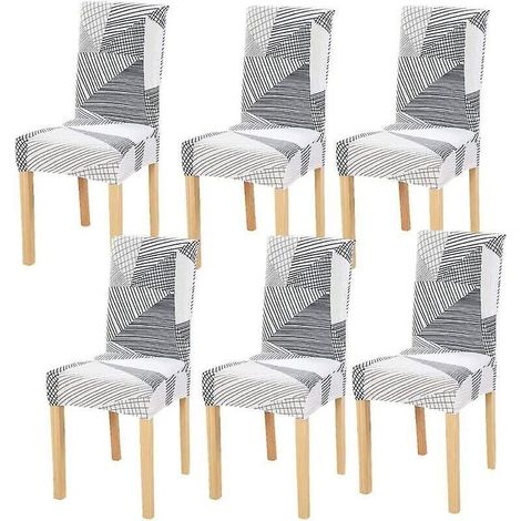 6 Pices Housses De Chaise De Salle Manger Couverture De Chaise Extensible Amovible Lavable Lastique Pour Un Ajustement Universel (1/5)