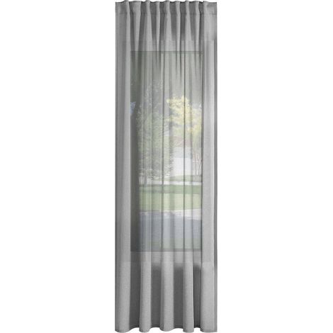 WOLTU 1er Gardinen Leinenoptik Vorhänge Halbtransparent Gardine mit Kräuselband für Schlafzimmer Wohnzimmer 135x225 cm Grau