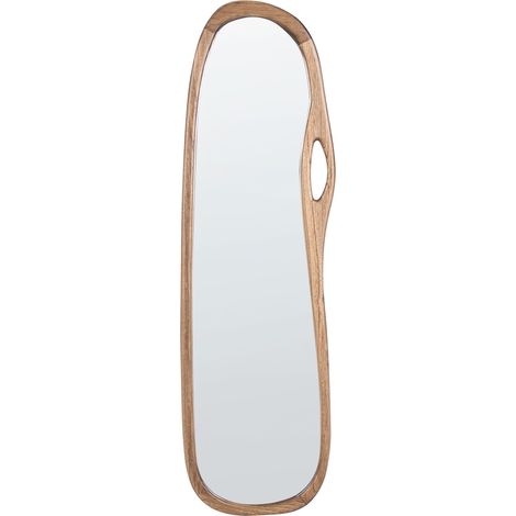 Wall Mirror Brown Paulownia Wood Frame Irregular Shape Scandinavian Style Hanging Decor CORBARIEU (1/5)