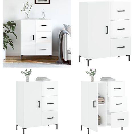 Sideboard Hochglanz-Weiß 69,5x34x90 cm Holzwerkstoff - Schreibtisch - Wohnzimmermöbel - Sideboard - Regal - Aufbewahrung - Home & Living (1/5)
