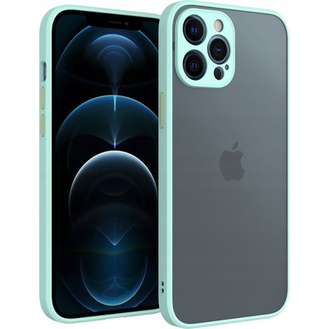 Custodia per IPHONE 13 PRO MAX, colore blu latte con retro in vetro. (1/3)