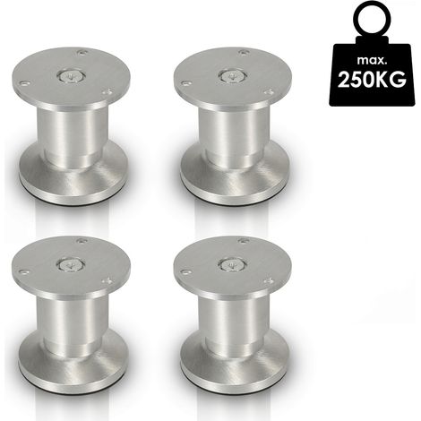 4X Pieds de meuble Pieds de socle Pieds réglables Pieds de canapé Pieds de meuble Réglables-Aluminium-80mm
