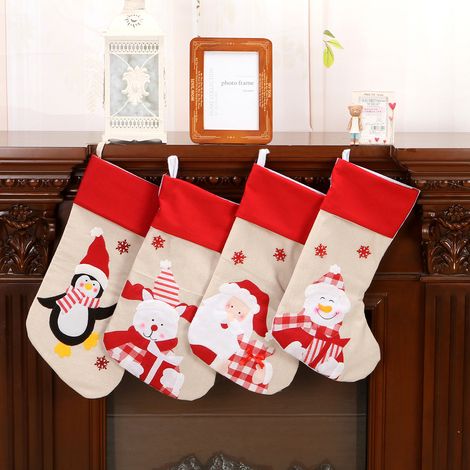 4er-Pack gestrickte Weihnachtsstrümpfe, große rustikale Weihnachtsstrümpfe für die Weihnachtsdekoration der Familie (3)