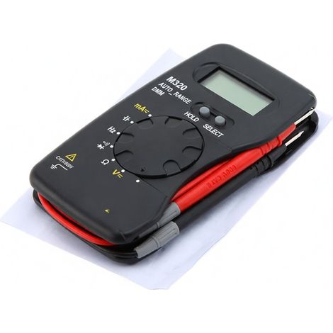 Multimetro digitale portatile AIMO M320 con schermo LCD, funzione di misurazione di frequenza e capacità, funzione di memorizzazione dati e selezione automatica della portata.