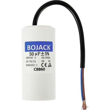CBB60 450V 50uf AC Capacitor Motor Capacitor, Motor Start Capacitor, 50/60Hz Microfarad Capacitor With Wire (1/4)