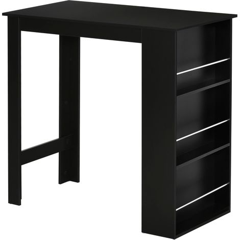 Tavolo Alto da Bar 112x57x106 cm con Mensole in Legno Nero