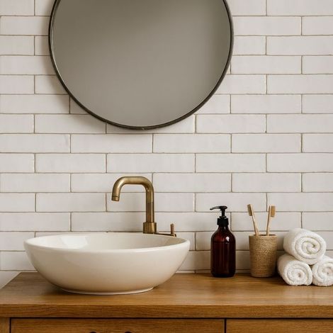 Véritable Zellige Marocain Blanc Neige N 1 5x15 cm - Paquet de 0,5 m² - Ti'ma Stone (1/5)