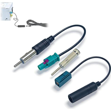 Adaptateur d’antenne autoradio (Lot de 2), câble d’antenne Fakra vers DIN ISO avec Adaptateur de connecteur Fakra-Z vers connecteur DIN, Compatible avec autoradio stéréo, unité Principale (1/5)