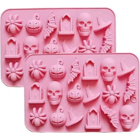 Moldes de silicona para dulces de Halloween, 4 piezas x 18 cavidades, diseños espeluznantes, ideales para hornear gelatina o chocolate.