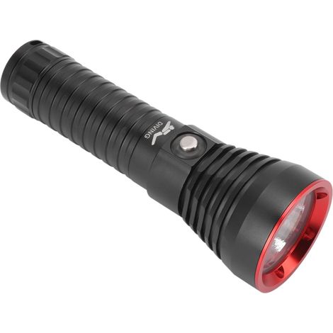 Lampe torche de plongée LED 3000 lm, étanche IPX8 jusqu'à 100 m de profondeur, rouge (1/5)
