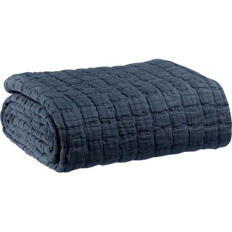VIVARAISE - Jeté de lit Swami en coton 100% - Marine - 180 x 260 cm (1/4)