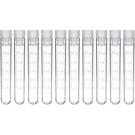 50 tubes à essai de laboratoire en plastique de 10 ml avec fermeture hermétique pour échantillons congelés-10.5X1.6CM-White (1/3)