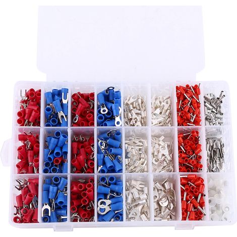 Lot de 1000 cosses à sertir isolées, 24 types différents, pour câbles électriques. (1/5)