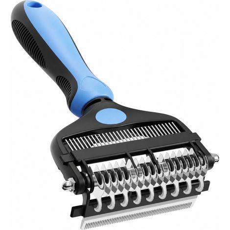 Brosse de toilettage 3 en 1 pour chiens et chats : peigne démêlant, râteau à sous-poil, outil de démêlage, pour poils longs et courts. (1/5)
