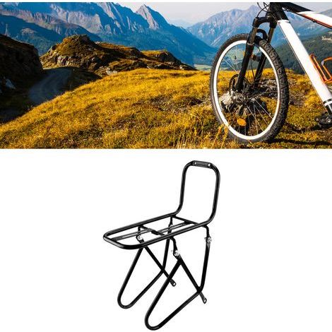 Porte-bagages avant vélo noir en acier, support de transport 25x15x15cm pour équipement de cyclisme, étagère de chargement avant (1/5)