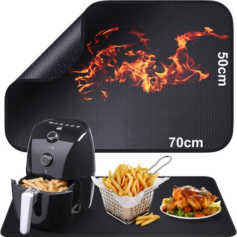 Tapis en silicone et fibre de verre pour plateau de table, 50 x 70cm Tapis résistant à la chaleur pour friteuse à air - Sous-couche pour machine à café - Antidérapant et imperméable (1/5)