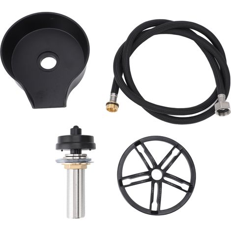 Rince-verres évier filetage G1/2 rotation automatique avec douchette extractible acier inoxydable ABS noir pour cuisine bar (1/5)