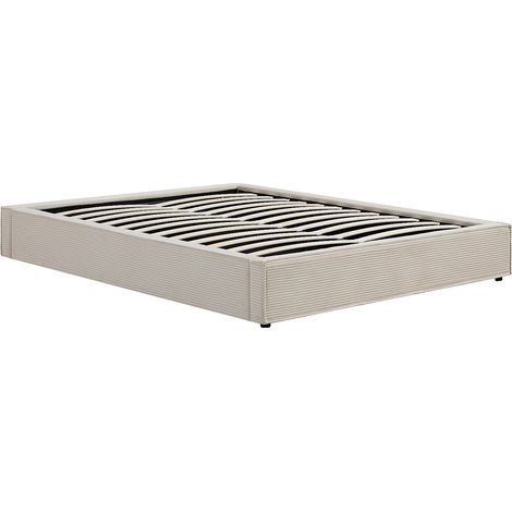Rete contenitore 160 x 200 cm in Velluto a coste Crema - KARESO di YSMÉE