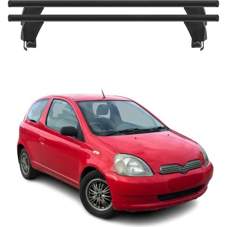 OMAC Dachträger Querträger Alu für Toyota Yaris I 1999-2005 – Abschließbar – T-Nut – City-Crash-getestet – Max. 50 kg Schwarz (1/5)
