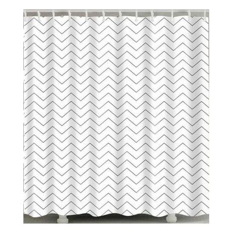 Rideau de douche rayures noires et blanches 90x180 cm salle de bains (1/4)
