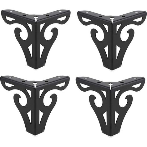 4pcs 4 Inch Furniture Legs, Modern Style Furniture Metal Sofa Legs Triangular Feet for Sofa Chair Cabinet Table Cabinet (Black) (1/5)