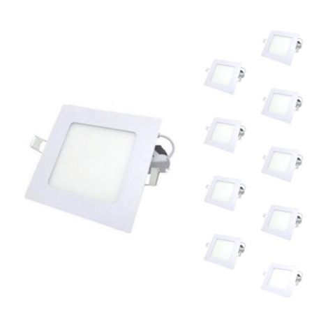 Spot LED Encastrable Carré BLANC 6W (Pack de 10) - Blanc Froid 6000K - 8000K - SILAMP (1/5)