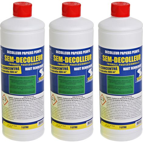 Lot de 3 Sem-Décolleur pour décoller tous les papiers peints Semin - flacon de 1 L (1/5)