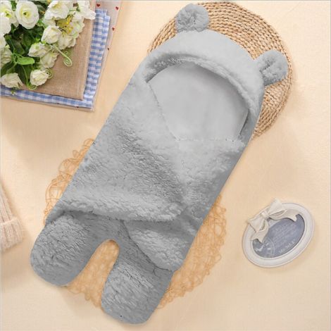 Couverture bébé, sac de couchage, ultra-doux, forme adorable d'ours en peluche, couverture en peluche pour l'hiver et l'automne, gris clair, taille unique. (1/5)