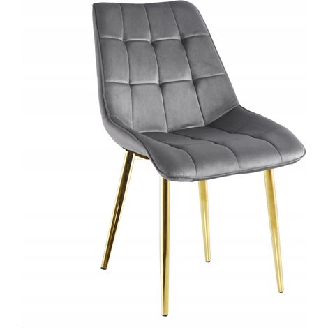 FAUTEUIL LOFT GRIS, MATELASSÉ, REVÊTU DE VELOURS, SUR PIEDS DORÉS (1/5)
