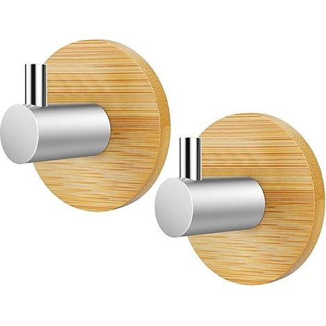 Patère Porte en Bambou À Suspendre 2 Pièces Crochet en Acier Inoxydable Bambou Acier Inoxydable et Crochet de Robe en Bambou pour la Cuisine Salle de Bain le Salon et le Bureau