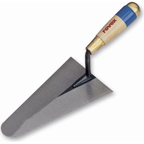 Revex – Truelle ronde 200 mm en acier trempé – Virole et culot laitonnés – Patte forgée pour usage intensif – Truelle italienne standard