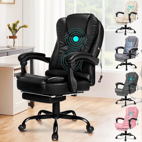 Ergonomischer Bürostuhl mit Massagefunktion und Fußstütze - Schwarz (1/5)