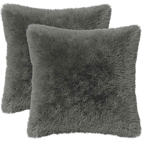 Housse de coussin 2 pcs HEERLEN Gris clair 35 x 35 cm Fleece PV vidaXL