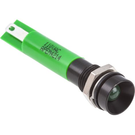 Voyant LED lumineux Vert RS PRO, dia. 8mm, 110V c.a., IP67 ( Prix pour 1 ) (1/2)