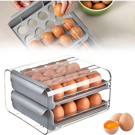 Eierbox aus Kunststoff mit 32 Fächern, Eieraufbewahrungsbox, Eierhalter für den Kühlschrank, Eierorganizer für die Küche, 23,5 x 21,5 x 13,5 cm