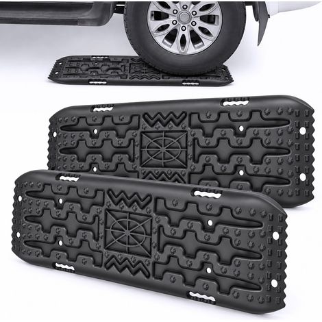 Relaxdays Sandbleche, 2er Set, HxBxT: 6 x 105 x 28 cm, 10 t, Kunststoff, Offroad Anfahrhilfe, Sand, Schlamm, schwarz (1/5)