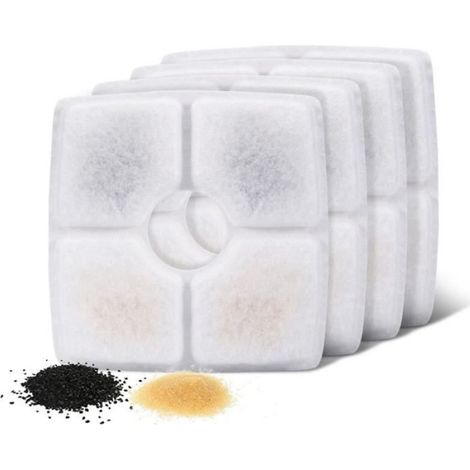Filtre Fontaine - Carré - Résine Échange Ionique - Compatible Fontaine 2,5 L - Pour Chats - 4 Pièces (1/4)