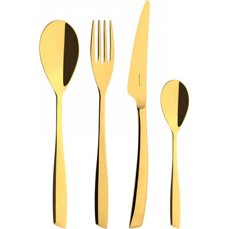 Set posate 24 pezzi in scatola Gallery Riviera Gold Oro PVD Lucido Bugatti