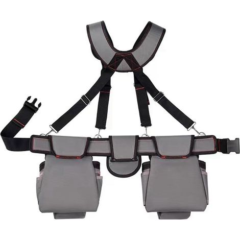 Ceinture à Outils à Bretelles avec Pochettes, Sac à Outils de Jardinage Portable de Grande Capacité, Sac à Outils D'Électricien, Ceinture à Sangle (1/5)