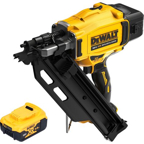 Clavadora a batería DeWalt DCN 930 N de 18 V, 50-90 mm, sin escobillas + 1 batería de 5,0 Ah - sin cargador