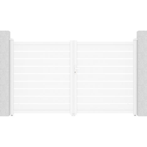 Cancello elettrico a battente traforato L305 x H183 cm in Alluminio Bianco - PRIMO