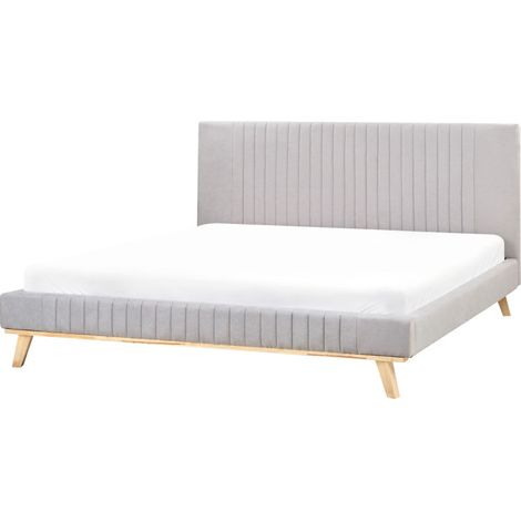 Letto matrimoniale in ciniglia grigio chiaro 180 x 200 cm Talence (1/5)
