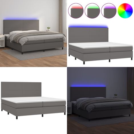 Sommier à lattes de lit avec matelas et LED Gris 200x200 cm - Lit Plateforme - Lit Design - Lit Capitonné - Lit Avec Rangement - Tête De Lit Ajustable - Home & Living (1/5)
