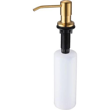 Distributeur de savon liquide 500 ml (Or brossé foncé) pour évier de cuisine ou comptoir. Fonctionnement manuel. Accessoires de salle de bain. Finition bronze rouge canon de fusil. (1/5)